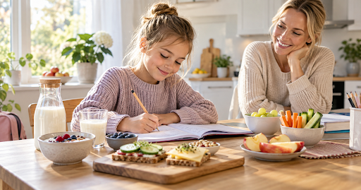 Mellommåltid etter skolen: mat som gir barna energi til leksene