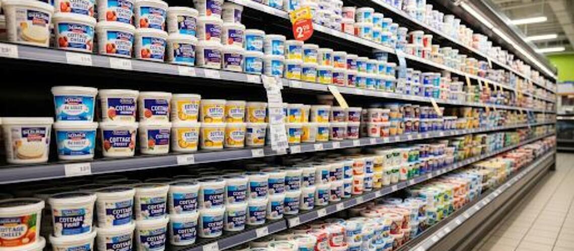 cottage cheese aile in supermarket